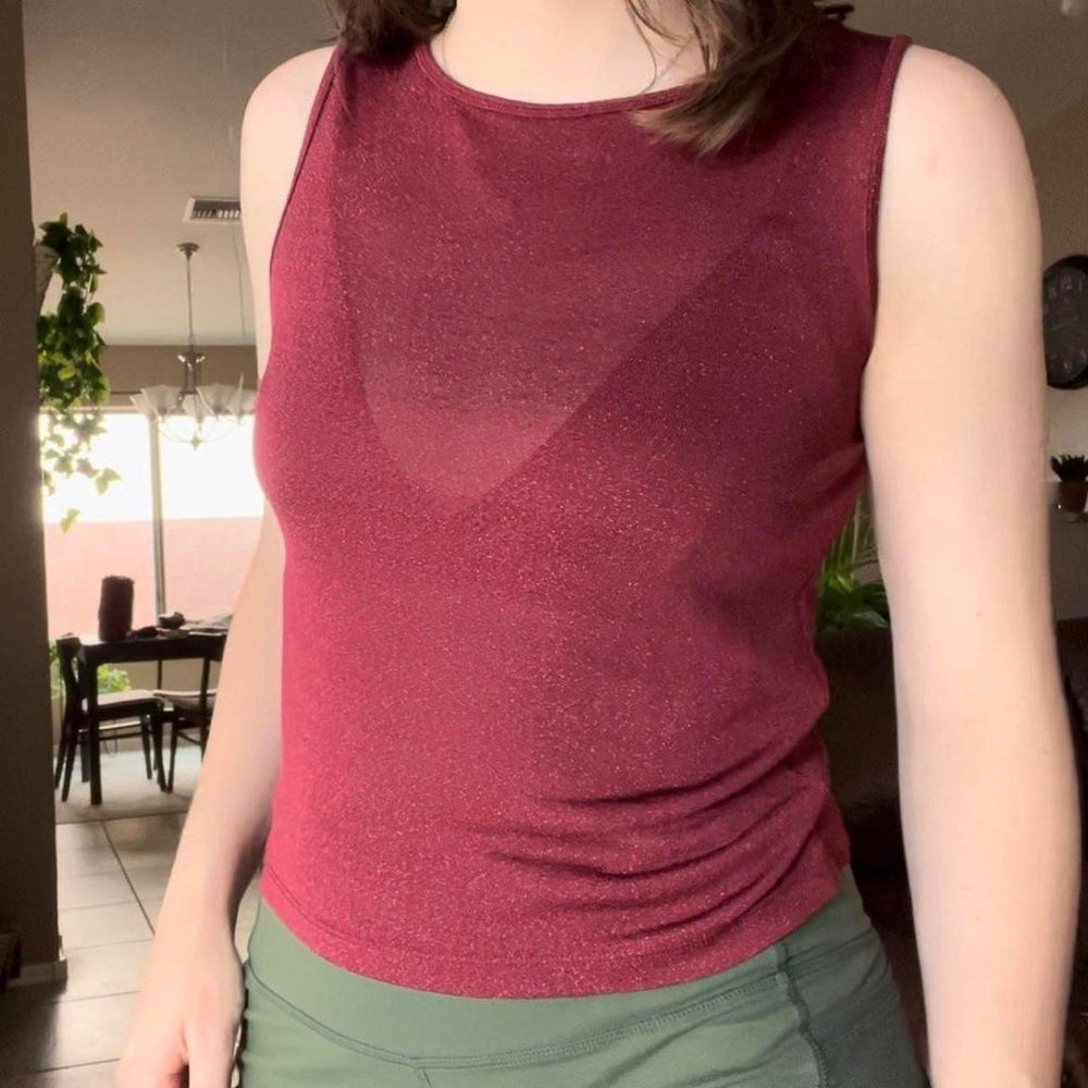 Ann Taylor mesh red tank top